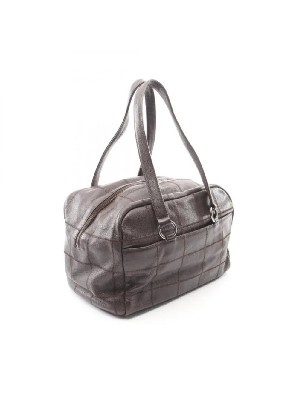 Chanel Tote Cho Edge Coat Dark Brown Caviar Leather Cho Boston Bag